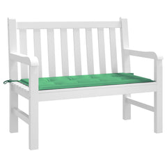 Green Oxford fabric garden bench cushion, 39.4x19.7x1.2 inches, with ties.