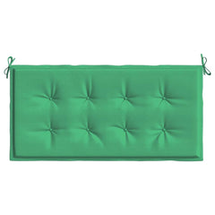 Green Oxford fabric garden bench cushion, 39.4x19.7x1.2in, with ties and tufting.