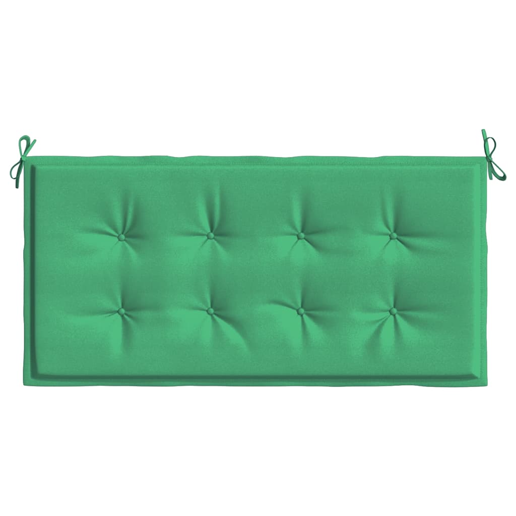 Green Oxford fabric garden bench cushion, 47.2x19.7x1.6 inches, with ties and tufting.