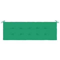 Green Oxford fabric garden bench cushion, 59x20x1 inches, with ties.