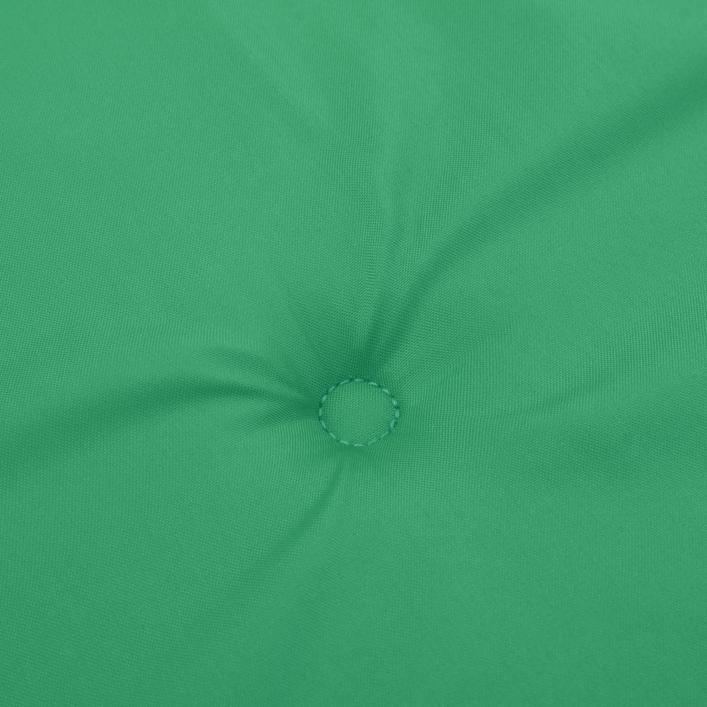 Green Oxford fabric garden bench cushion, 59x20x1 inches, with button tufting.