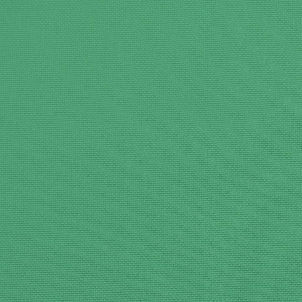 Green Oxford fabric garden bench cushion, 59x20x1 inches, with ties.