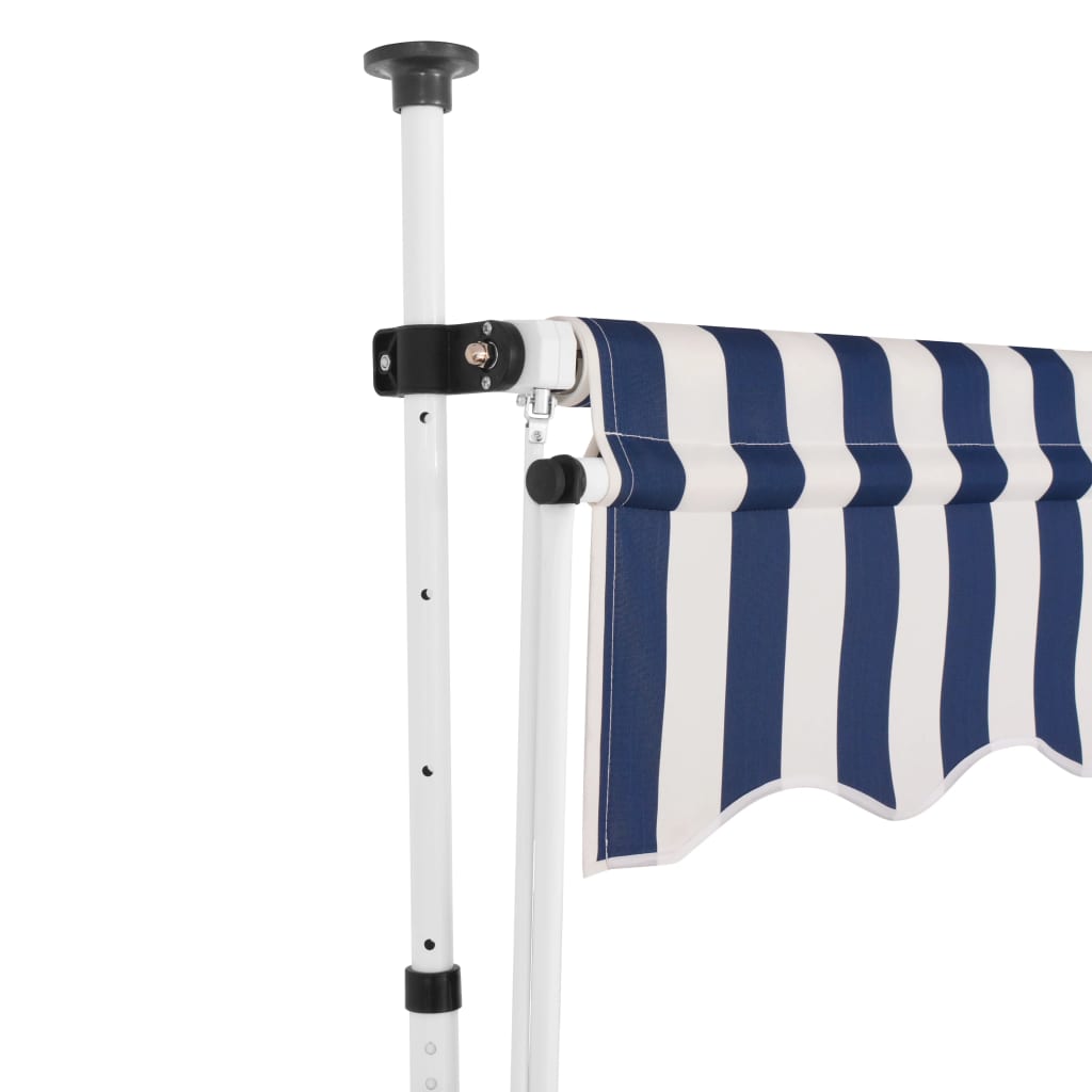 Manual Retractable Awning 78.7 Blue and White Stripes