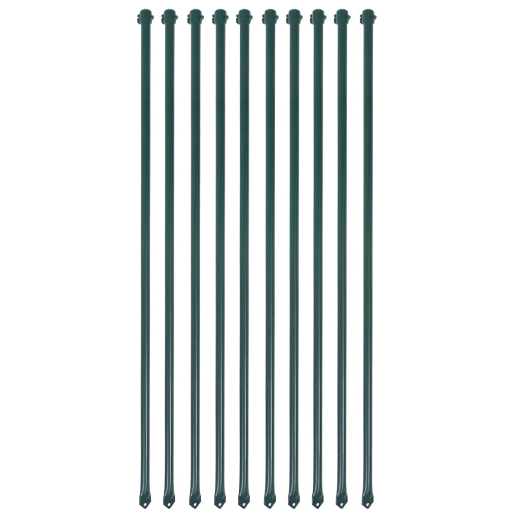 Garden Post Set of 10 Green Metal 3.3 ft Durable Garden Post