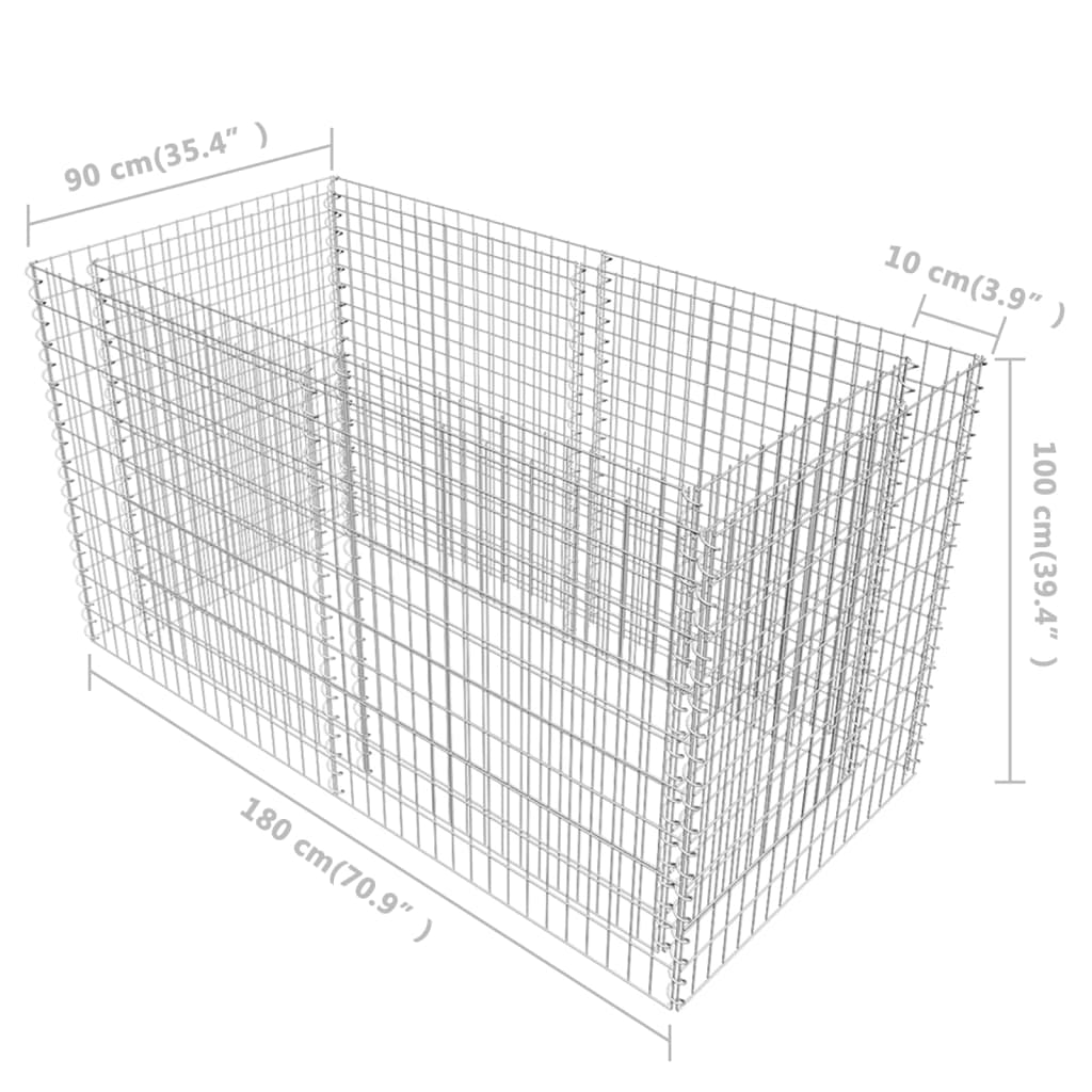 Gabion Raised Bed Steel 70.9x35.4x39.4 Silver