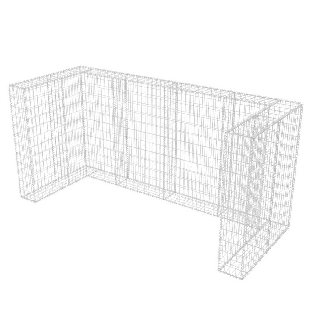 Galvanized steel triple wheelie bin gabion surround, 98.4x39.4x47.2 inches.