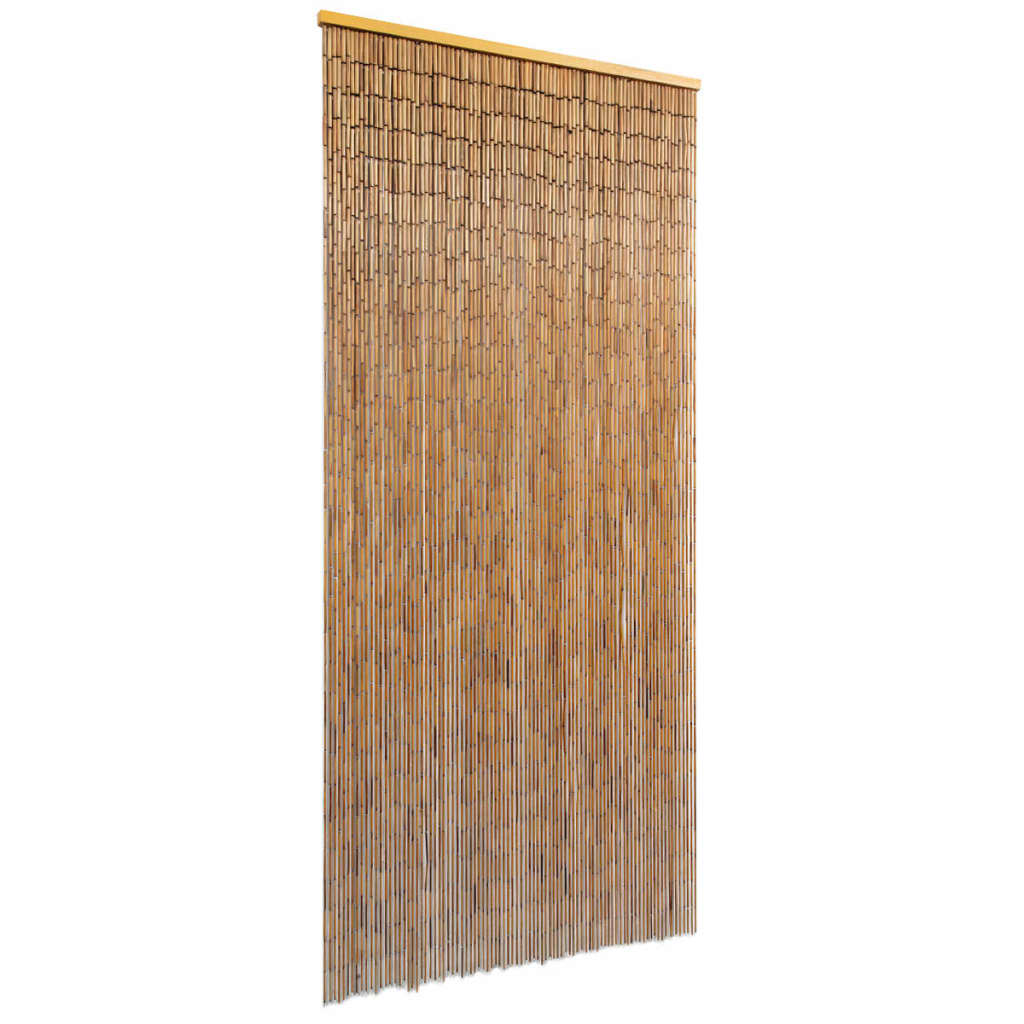 Brown bamboo door curtain with 90 strands, measuring 35.4 x 78.7 inches, for insect protection.