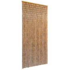 Brown bamboo door curtain with 90 strands, measuring 35.4 x 78.7 inches, for insect protection.
