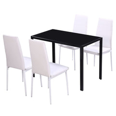 Dining Table And Chair Set of 4 Black and White