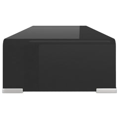 TV Stand Black Tempered Glass, Plastic Modern TV Stand