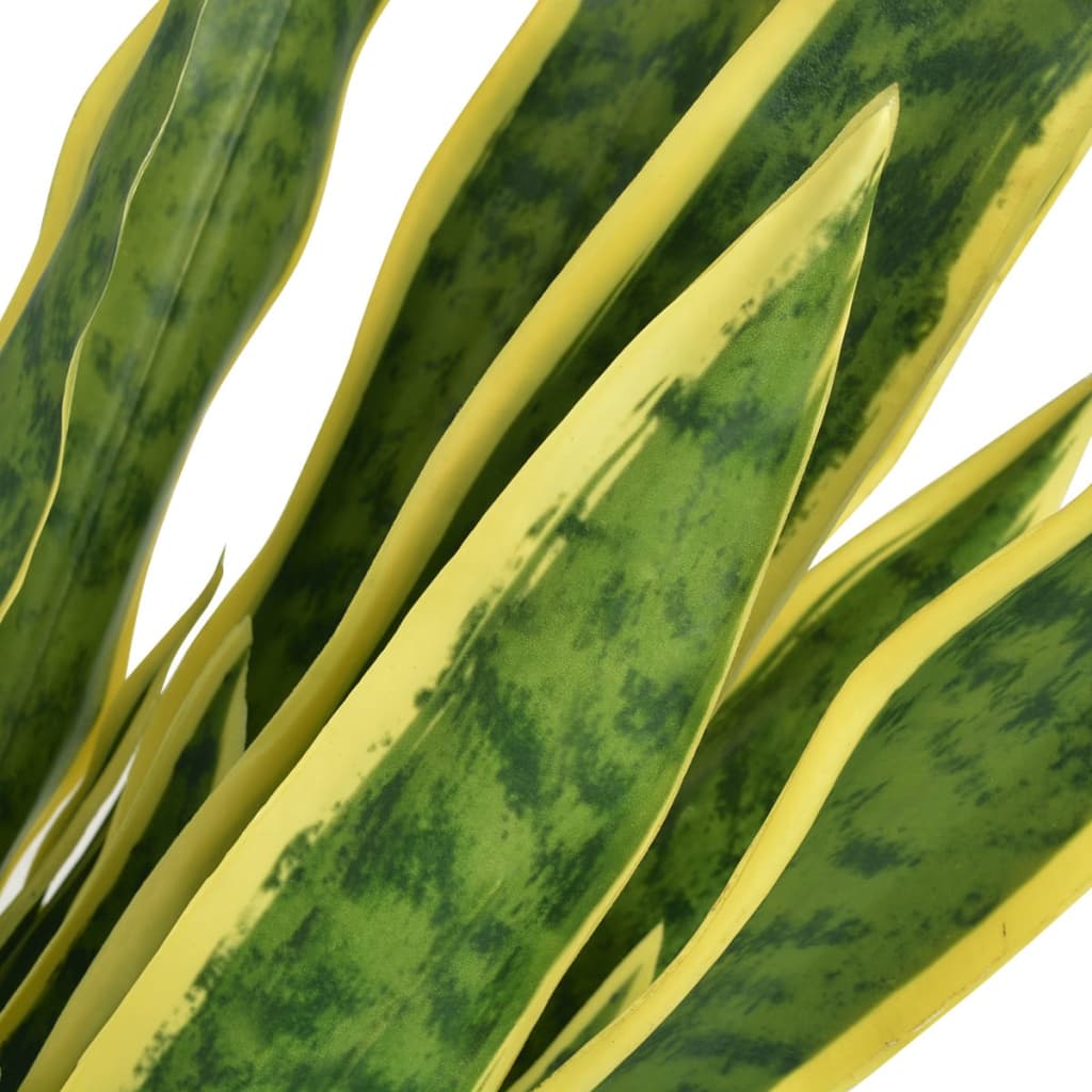 Artificial Sansevieria plant, 25.6 inches tall with green variegated leaves in a pot.