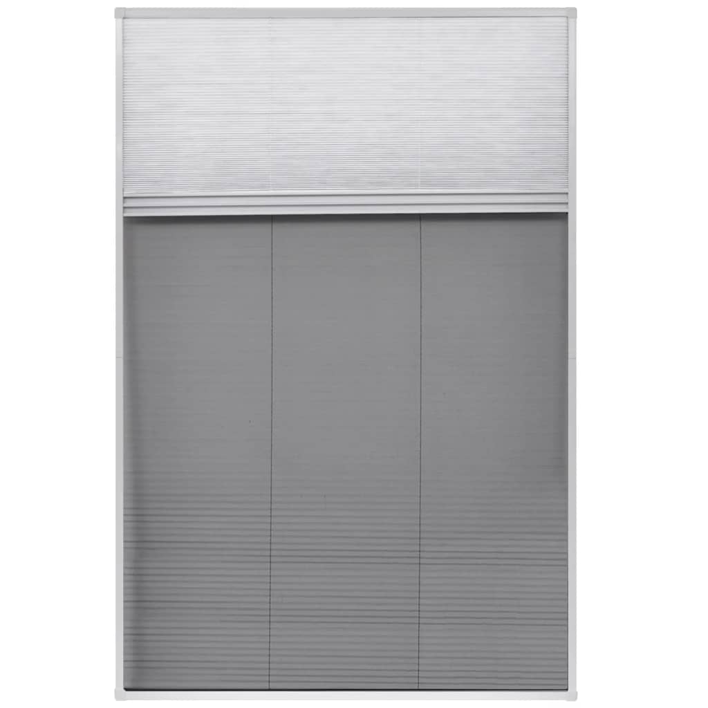 White aluminum plisse insect screen window with gray shade, 31.5x47.2 inches.