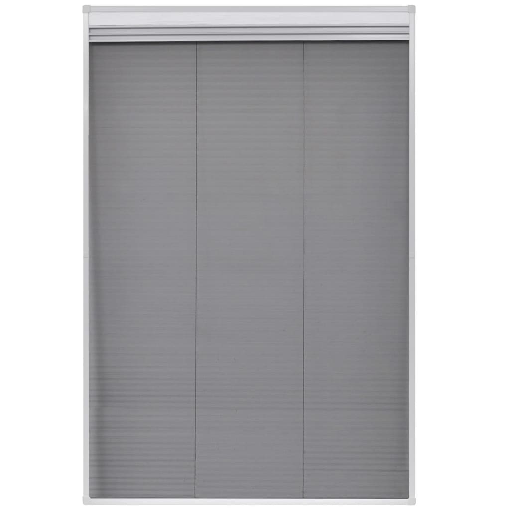 Gray aluminum plisse insect screen window with shade, sized 31.5x47.2 inches.