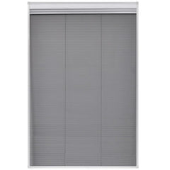 Gray aluminum plisse insect screen window with shade, sized 31.5x47.2 inches.