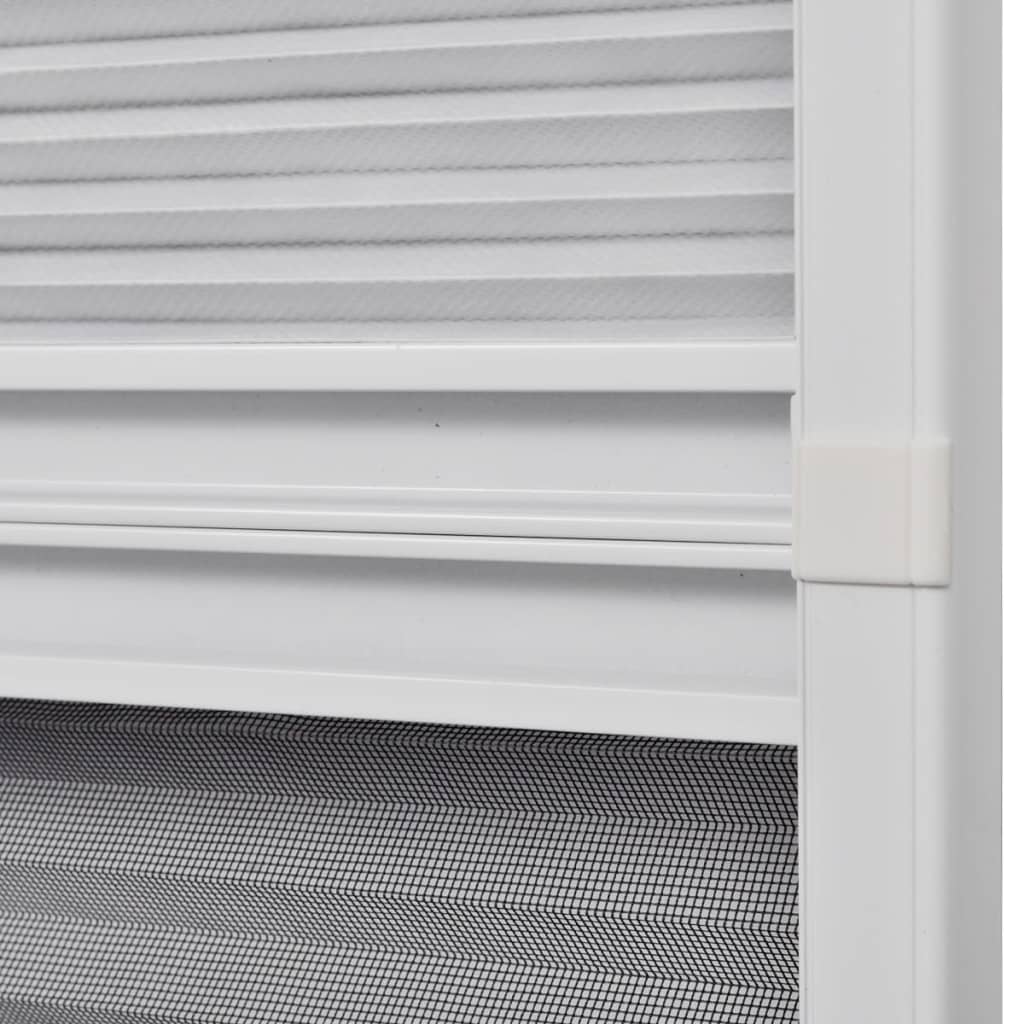 White aluminum plisse insect screen window with mesh and shade, 31.5x47.2 inches.