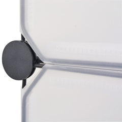 White interlocking shoe organizer with 10 compartments and black joints.