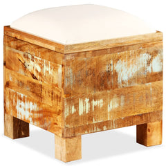 Storage Chest Brown with a White Seat Solid Reclaimed Wood, Cotton