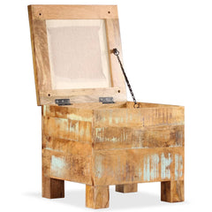 Storage Chest Brown with a White Seat Solid Reclaimed Wood, Cotton