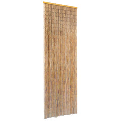 Brown bamboo insect door curtain, 22x72.8 inches, with wooden header bar.