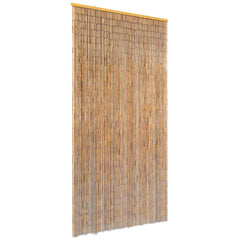 Brown bamboo insect door curtain, 35.4x86.6 inches, with wooden header.