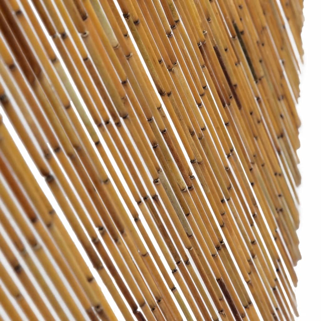 Brown bamboo insect door curtain with dense stems and wooden header, 35.4x86.6 inches.