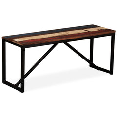 Bench Multicolour Solid reclaimed wood, steel 43.3 x 13.8 x 17.7 in