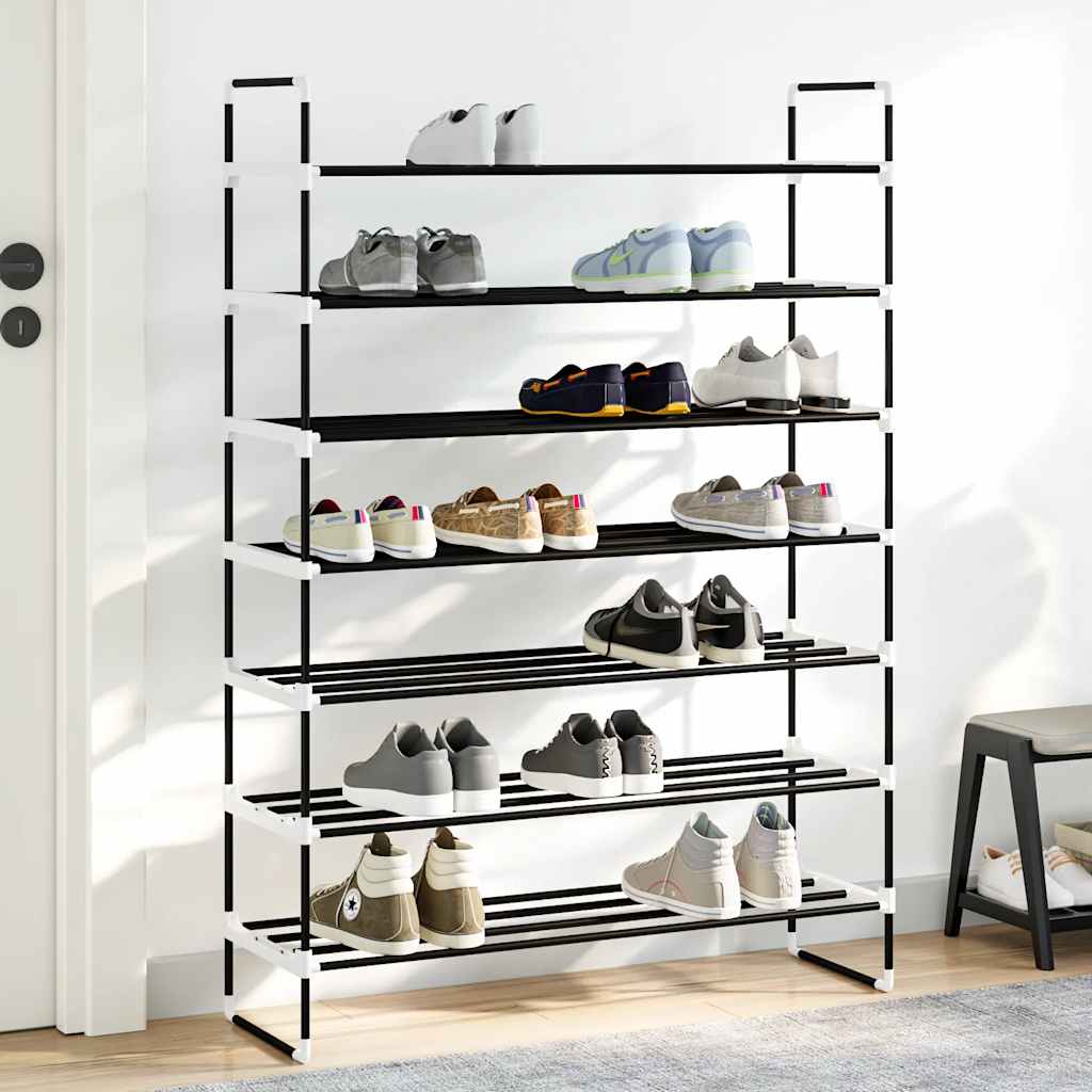 Shoe Rack Black Metal and Plastic Large Shoe Rack Rectangular