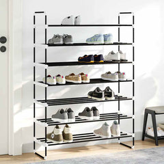 Shoe Rack Black Metal and Plastic Large Shoe Rack Rectangular