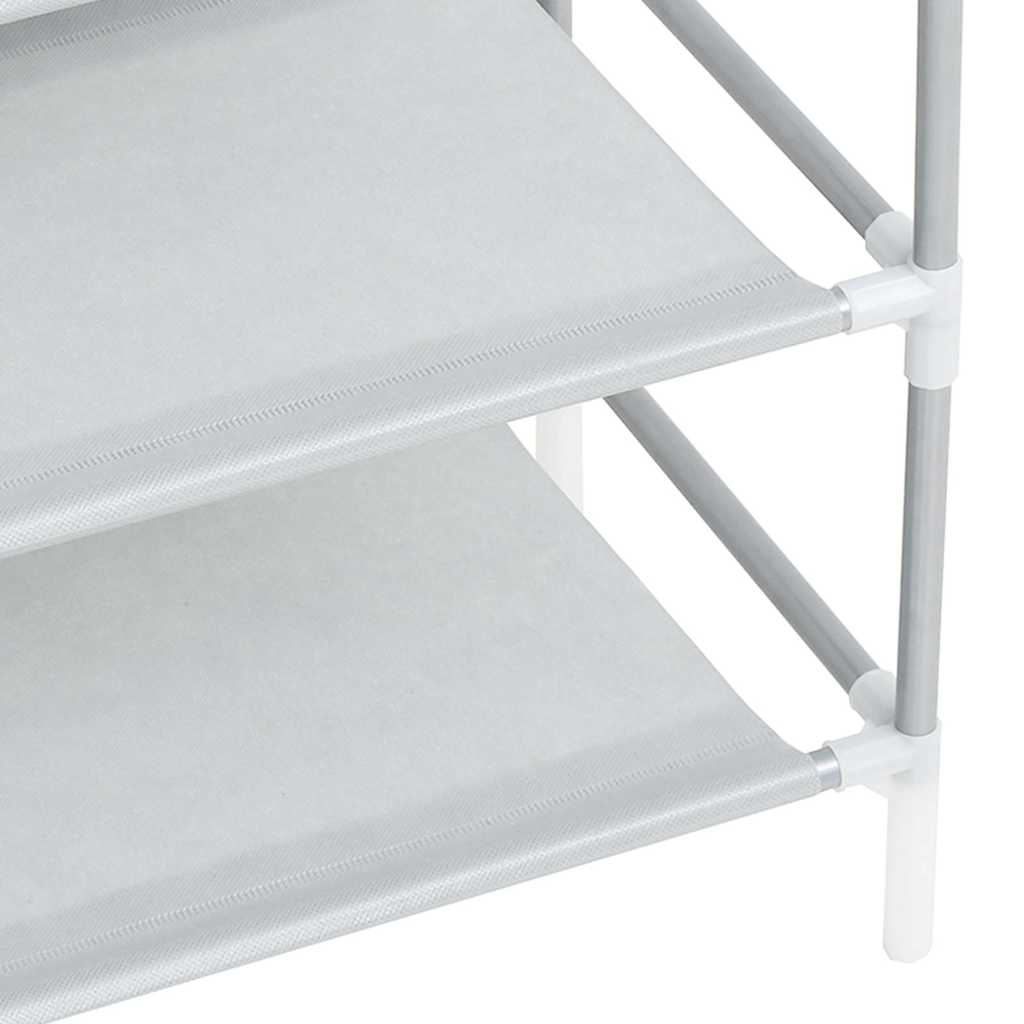Shoe Rack Silver Shoe Rack Silver Metal, Plastic, Non-Woven Fabric Large – Bostome