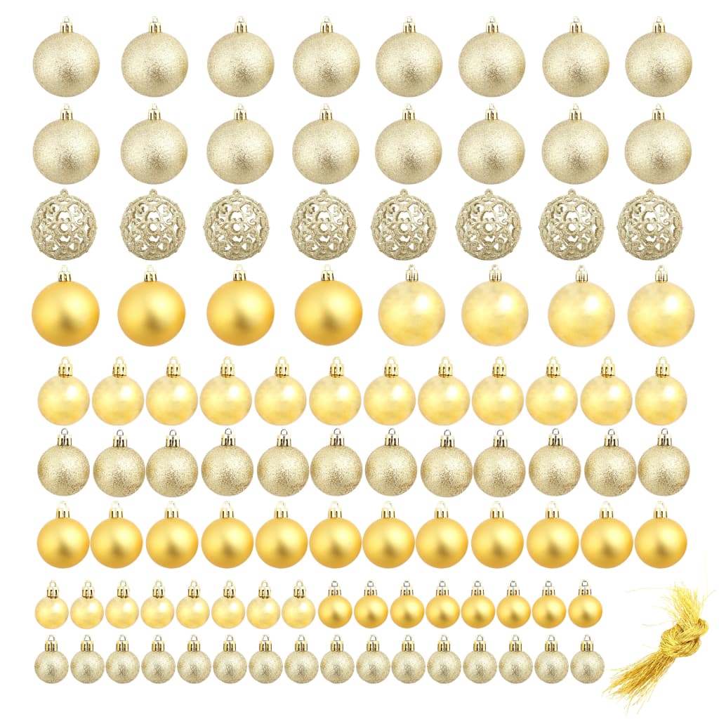 100 Piece Christmas Ball Set 1.2/1.6/2.4 Gold