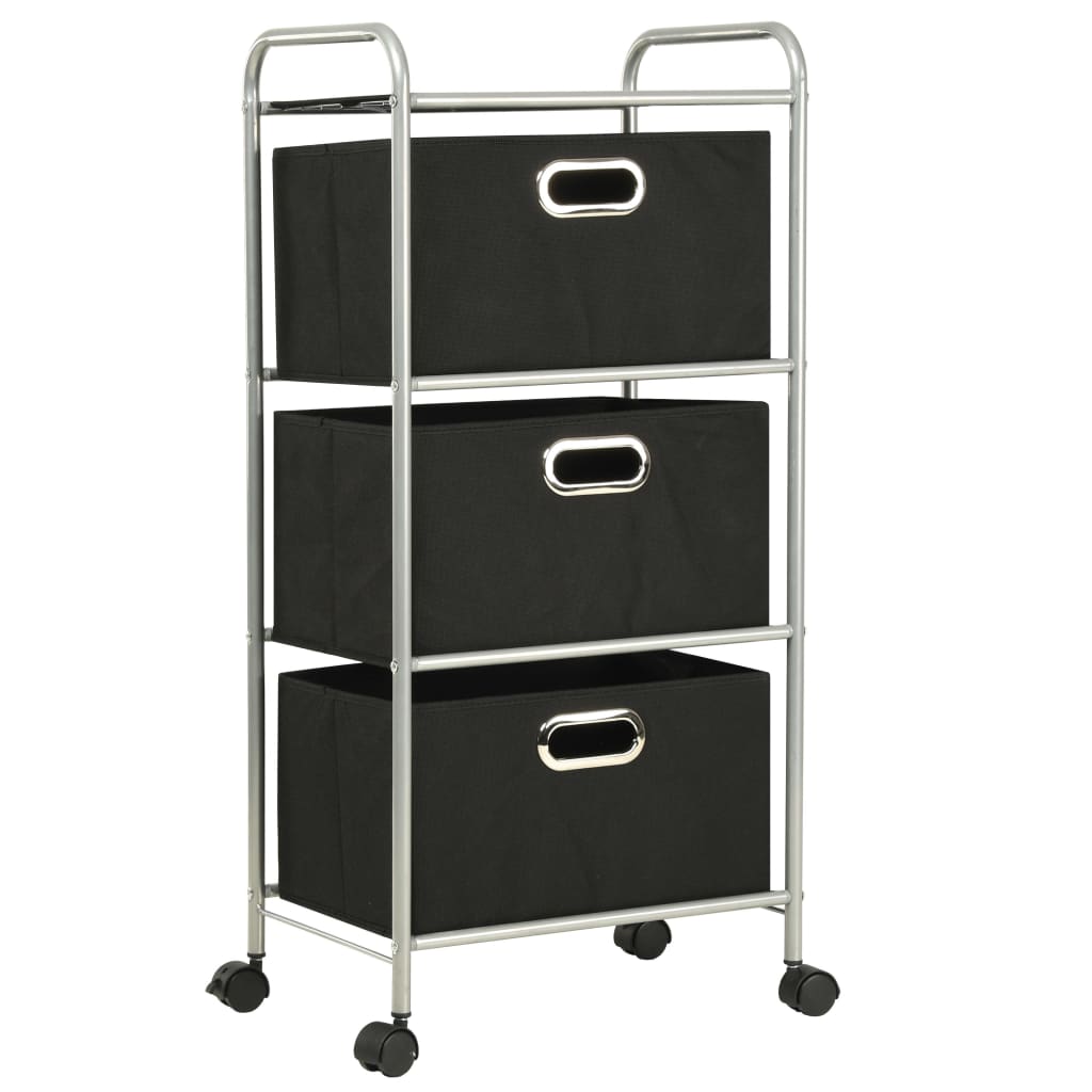 Shelving Unit with 3 Storage Boxes Steel and Non-woven Fabric