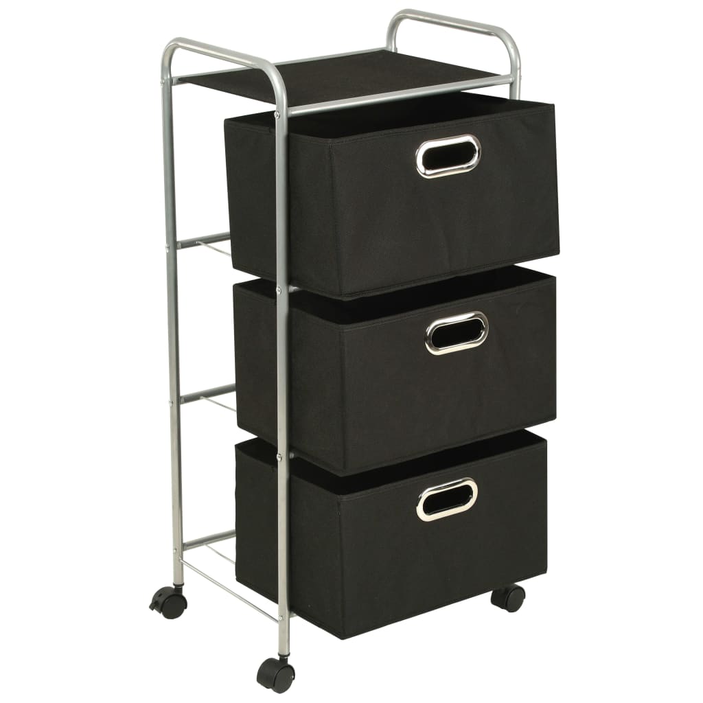 Shelving Unit with 3 Storage Boxes Steel and Non-woven Fabric