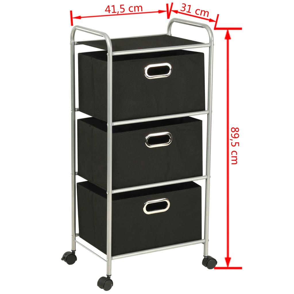 Shelving Unit with 3 Storage Boxes Steel and Non-woven Fabric