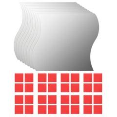 Eight 7.9x7.9-inch wave-shaped frameless glass wall mirrors in a stack.