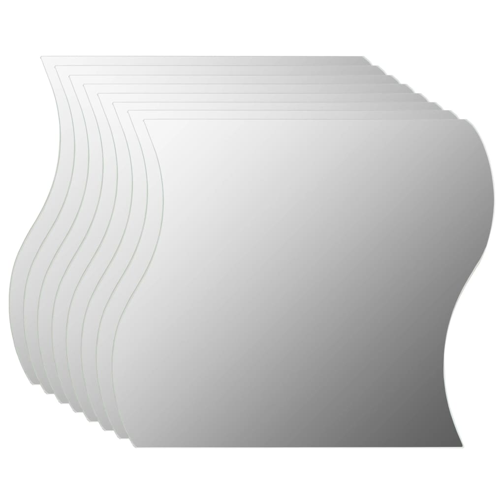Eight 7.9x7.9-inch frameless wave glass wall mirrors stacked together.