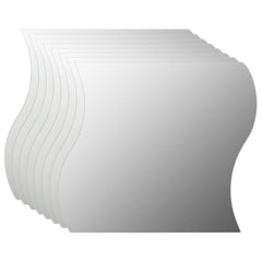 Eight 7.9x7.9-inch frameless wave glass wall mirrors stacked together.