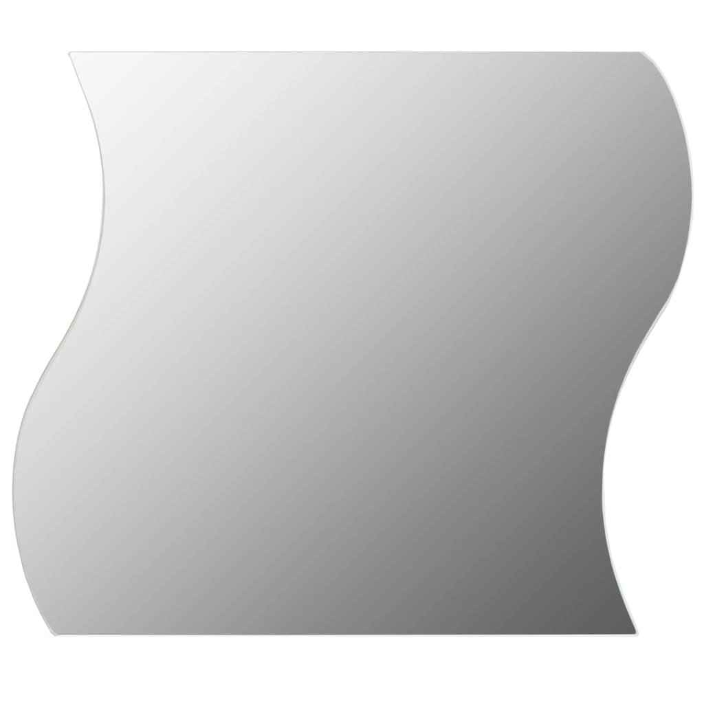 Eight 7.9x7.9-inch frameless wave glass wall mirrors for interlocking display.