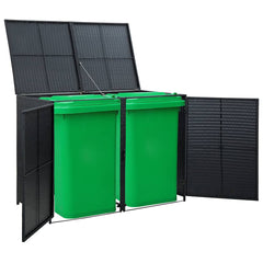Trash Can Shed Black PE rattan, Powder-coated steel Large Durable