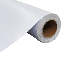 A roll of 3'x164' white PVC frosted privacy window film, partially unrolled to show its adhesive backing.