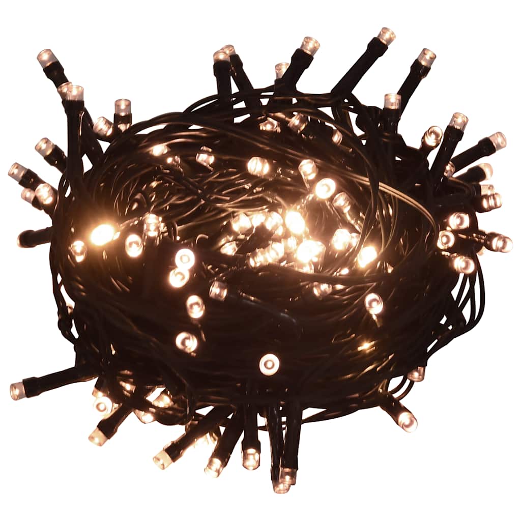 Coiled 131ft warm white LED string lights with 400 bulbs and 8 modes.