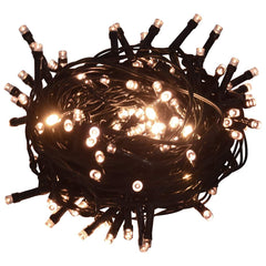 Coiled 131ft warm white LED string lights with 400 bulbs and 8 modes.