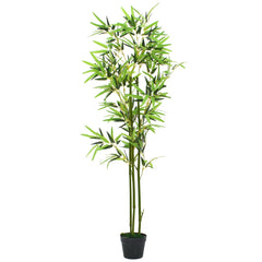A 59-inch artificial bamboo plant in green with a black plastic pot.