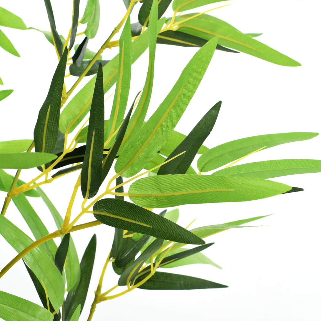 A 59-inch artificial bamboo plant in a pot with green fabric leaves and realistic stalks.