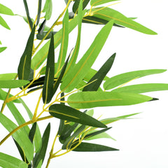 A 59-inch artificial bamboo plant in a pot with green fabric leaves and realistic stalks.