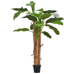 A 98.4-inch artificial banana tree with green leaves and wooden stems in a black pot.