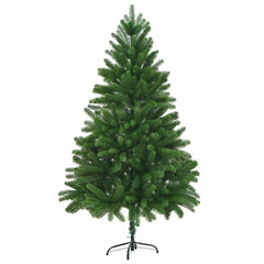 A 7ft faux Christmas tree with lifelike green PE needles on a sturdy metal stand.
