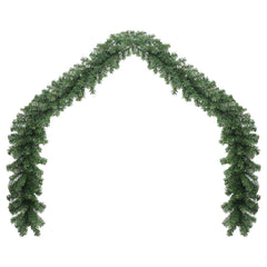 Green PVC Christmas garland arched in a doorway shape with dense branches.