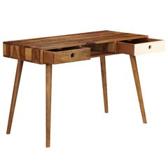 Writing Desk Brown and White Solid Acacia Wood
