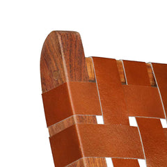 Chair Brown Real goat leather, Solid acacia wood Standard size