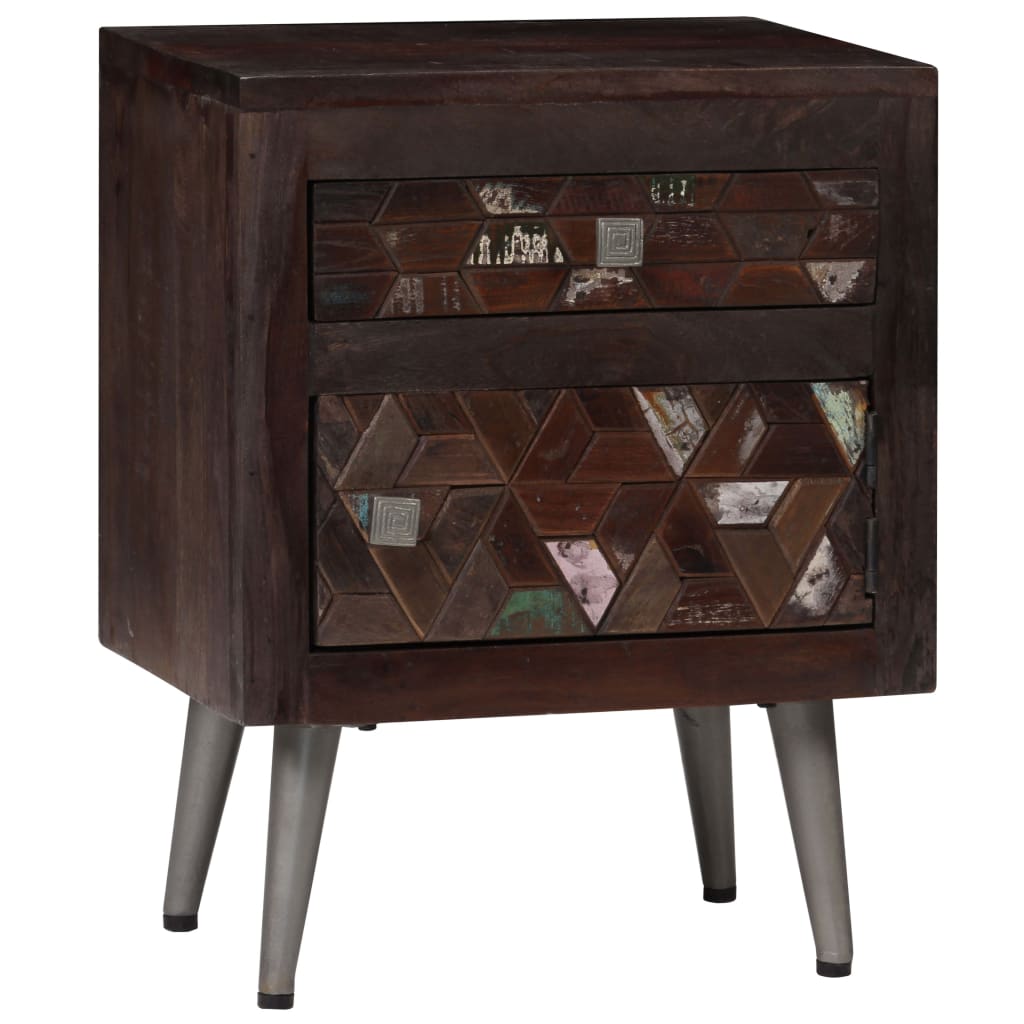 Bedside Cabinet Multicolor Solid reclaimed wood and steel